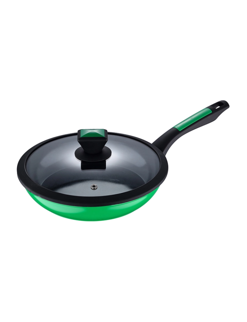 Benetton - Frigideira com tampa 24x4,8cm alumínio forjado indução arco-íris verde