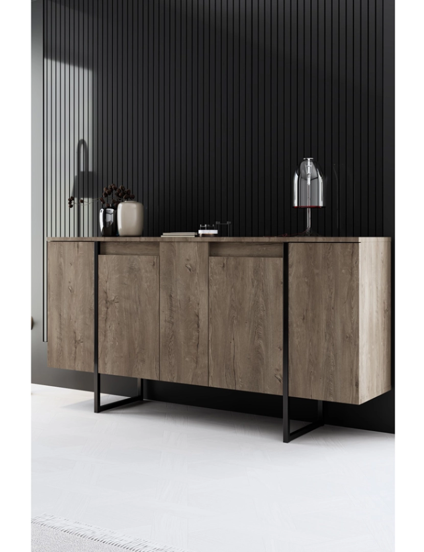 ASR - Aparador Luxe - Nogueira, Preto