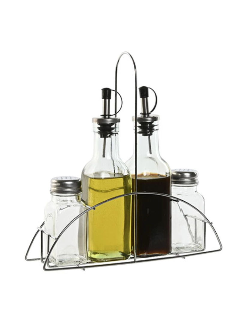 Esprit - Conjunto para Condimentos Home ESPRIT Transparente Metal Cristal 300 ml 22,5 x 6 x 23 cm