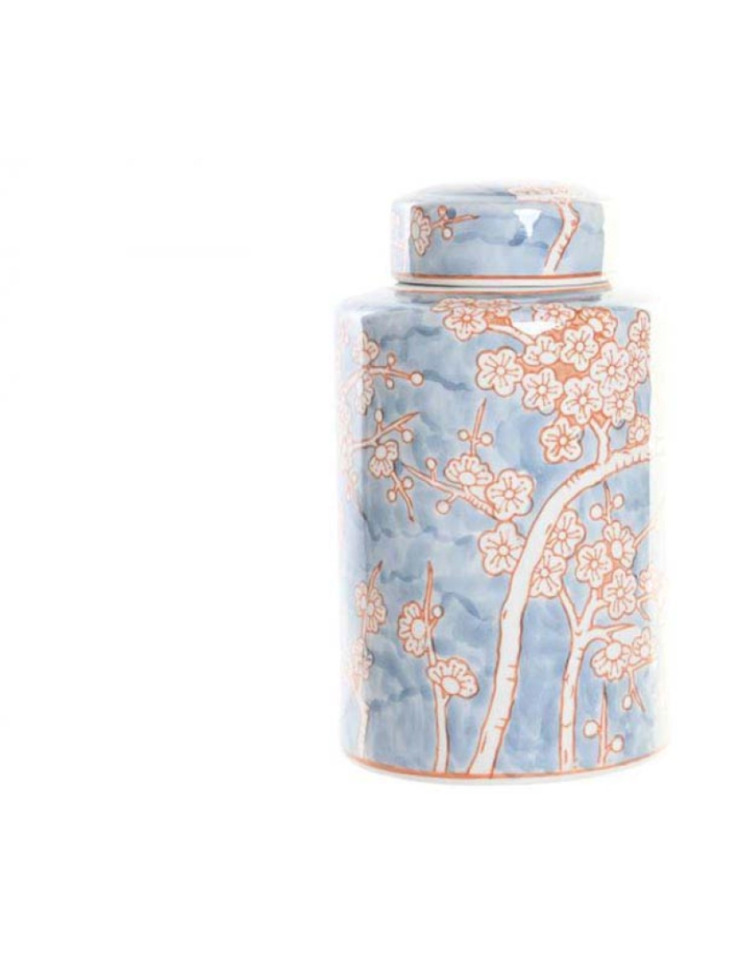 It - Vaso DKD Home Decor Porcelana Azul Laranja 18 x 18 x 30 cm Oriental