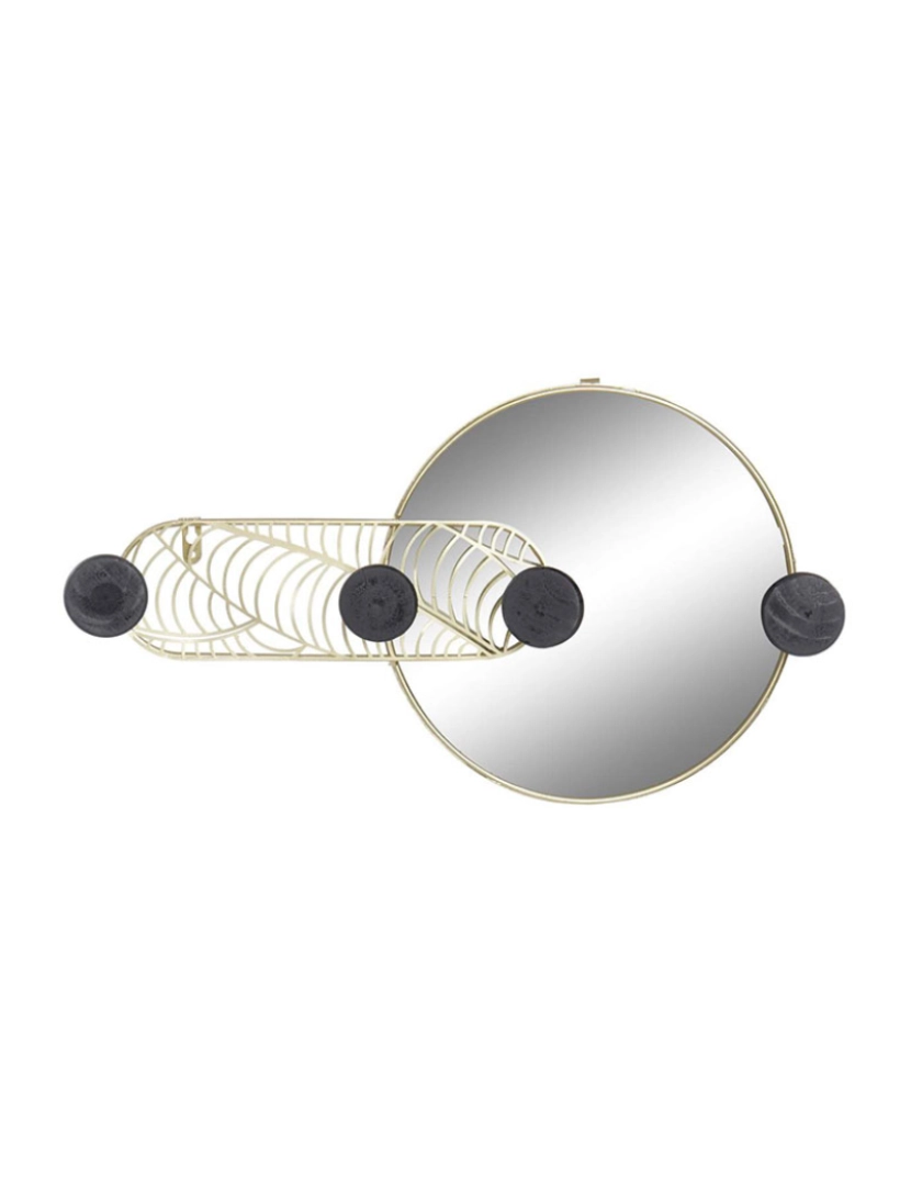 It - Espelho de parede DKD Home Decor Preto Dourado 44 x 7 x 25 cm