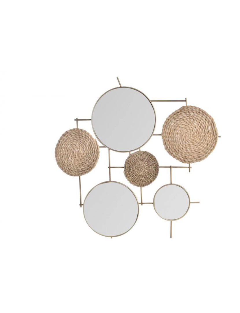 It - Decoração de Parede DKD Home Decor Espelho Natural Metal Castanho Cobre Fibra (72 x 3,5 x 74 cm)