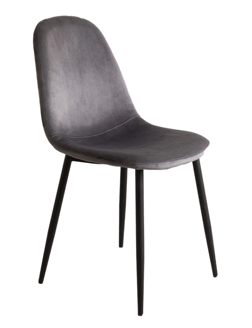 CH - Cadeira Oslo Veludo Metal Cinza Escuro