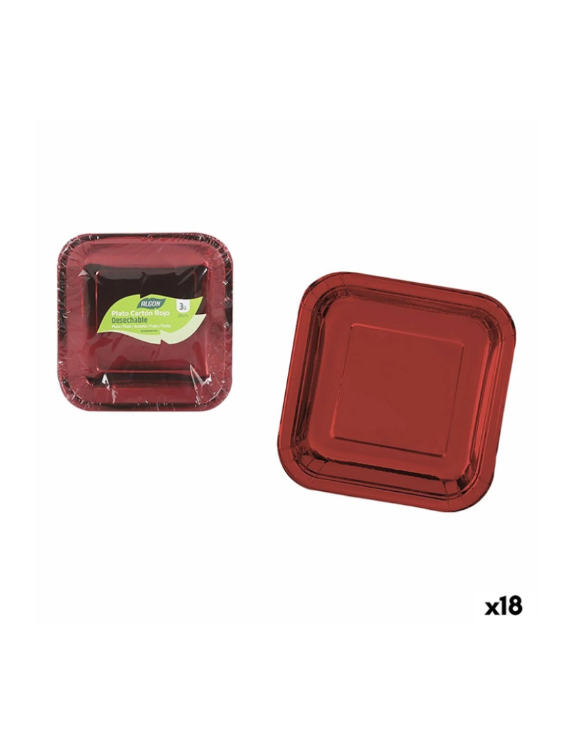Algon - Conjunto de pratos Algon Vermelho 26 cm 3 Peças (18 Unidades)