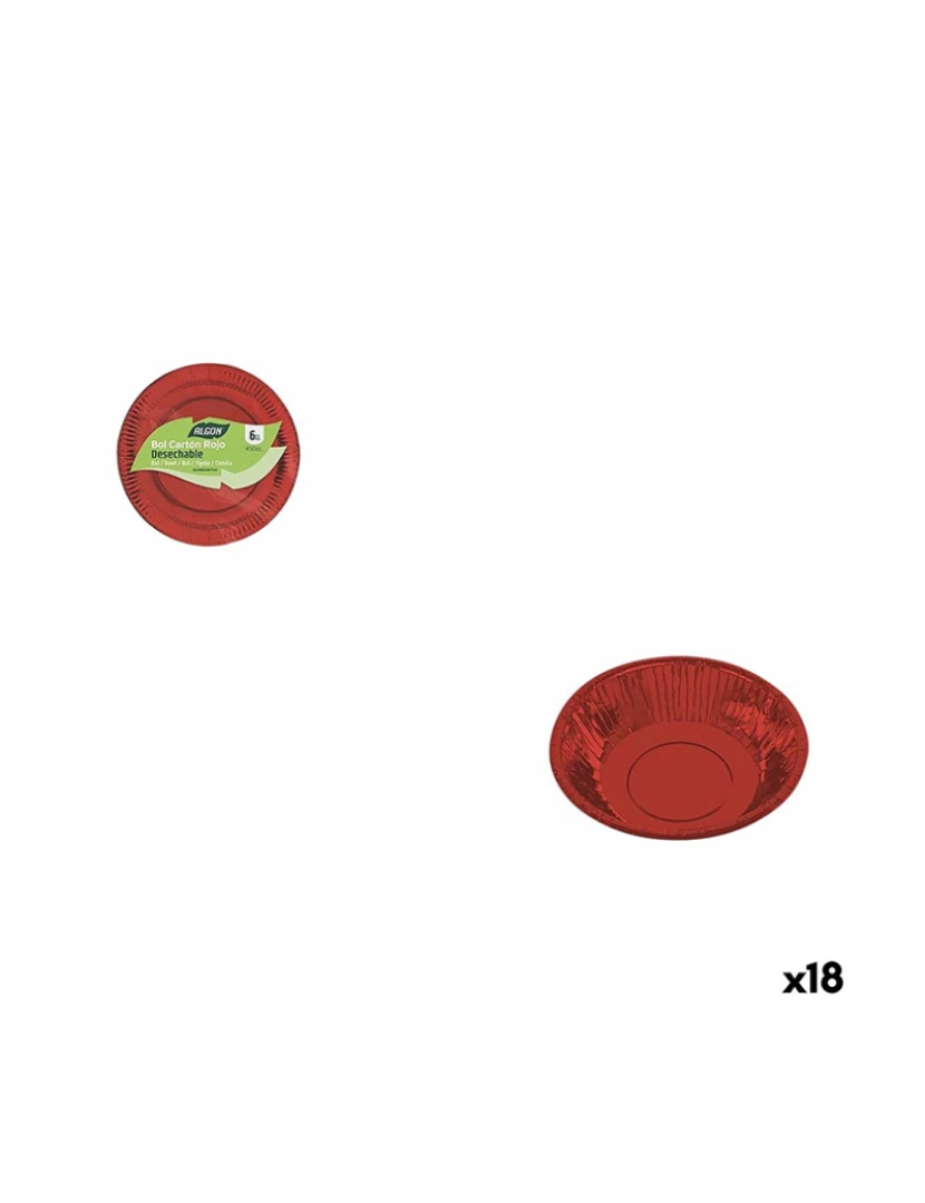 Algon - Conjunto de pratos Algon Vermelho 450 ml 6 Peças (18 Unidades)