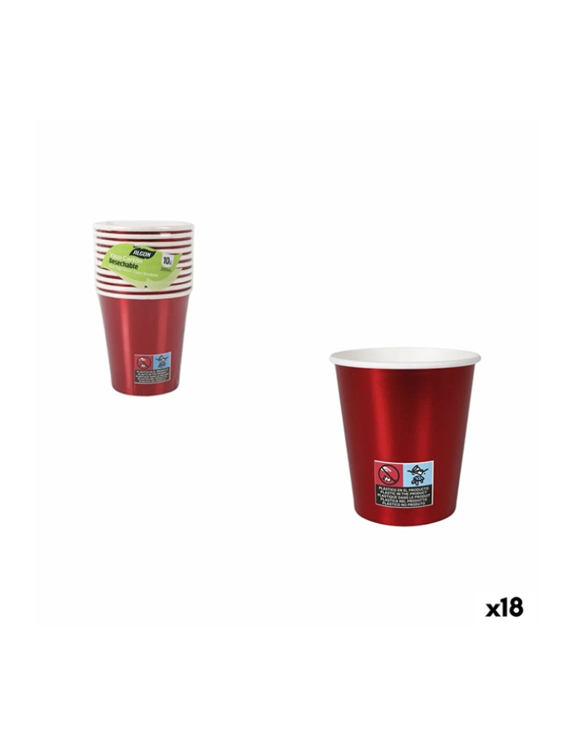 Algon - Conjunto de Copos Algon Vermelho 200 ml 10 Peças (18 Unidades)