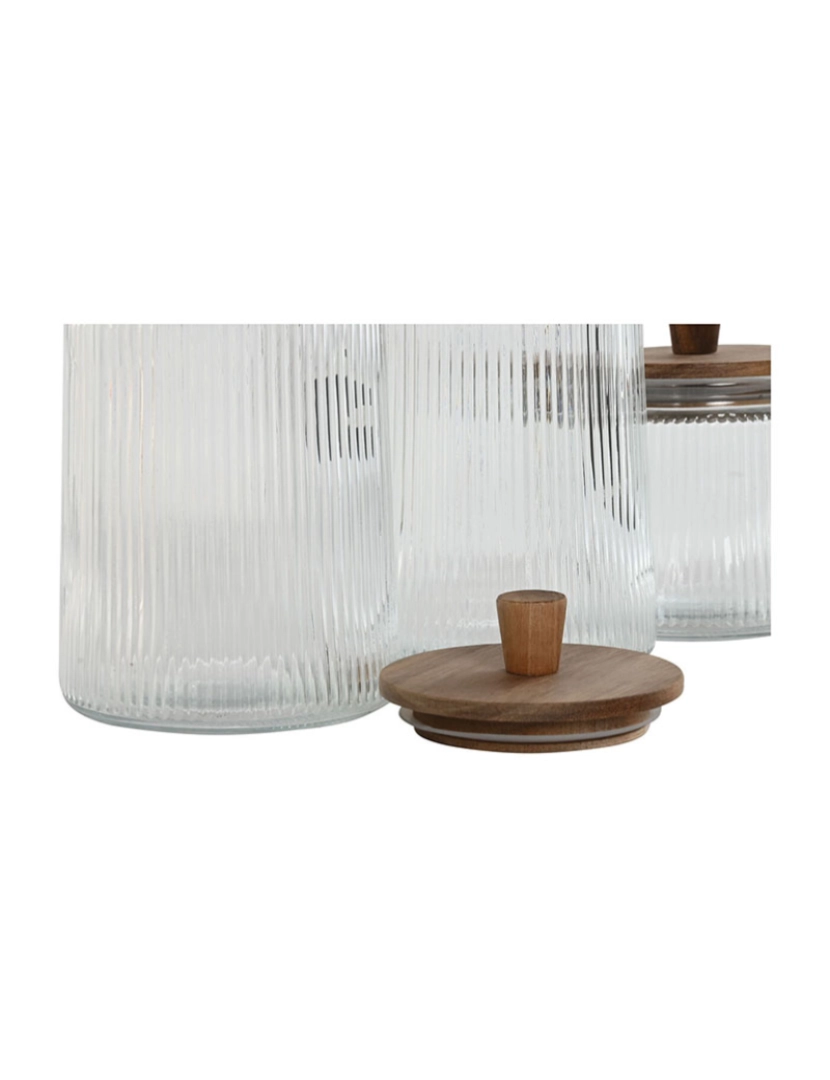 Esprit - Conjunto de 3 Potes Home ESPRIT Transparente Cristal Acácia 1,8 L 3 Peças