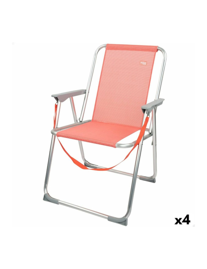 Aktive - Cadeira de Campismo Acolchoada Aktive Flamingo Coral 44 x 76 x 45 cm (4 Unidades)