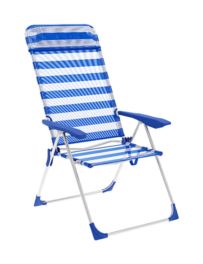 Marbueno - Cadeira de Campismo Acolchoada Azul Branco 69 x 110 x 58 cm