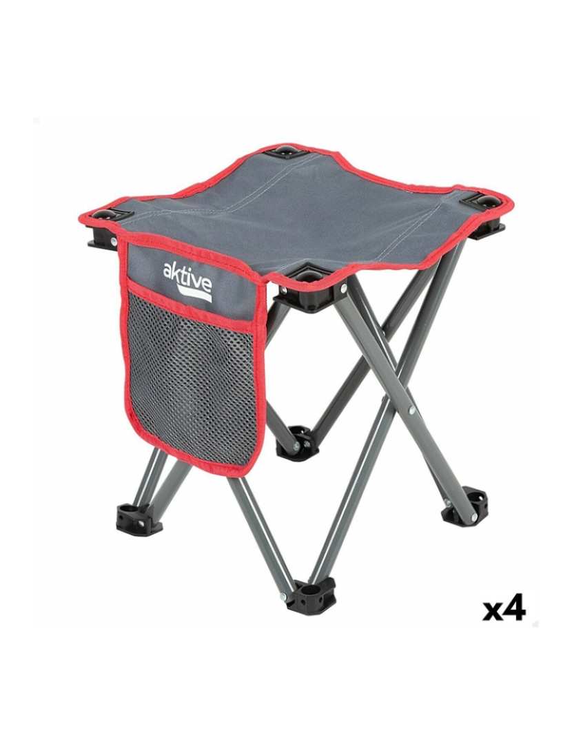 Aktive - Banco Aktive Dobrável Camping Cinzento 30 x 32 x 30 cm (4 Unidades)