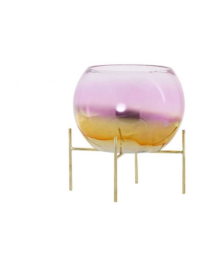 It - Porta-Vela De Vidro Metálico 19X19X20,5 Rosa