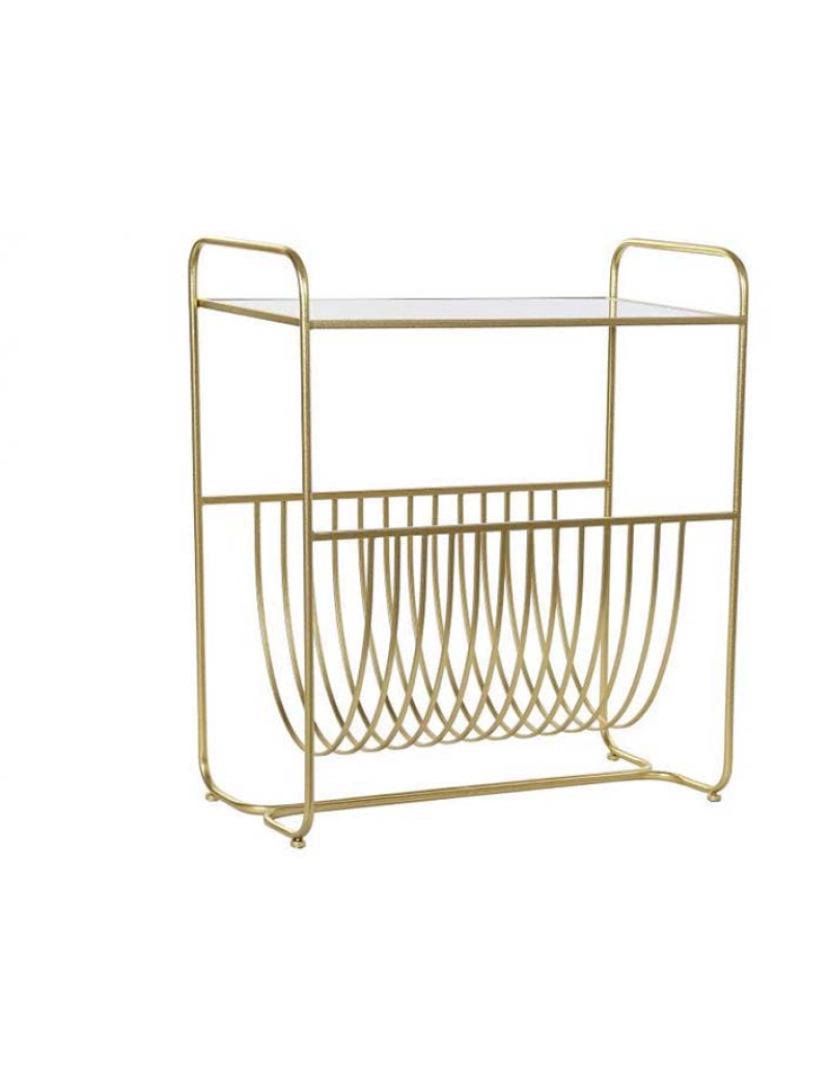 It - Porta-Revistas Com Espelho De Metal 76X35X83 Dourado