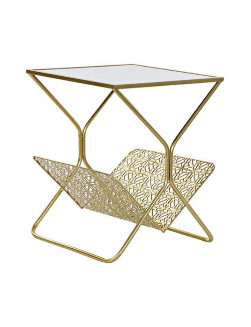 It - Porta-Revistas Com Espelho De Metal 45X45X55 Dourado
