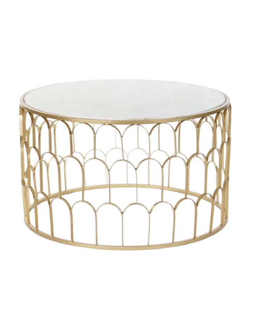 It - Mesa De Centro De Ferro E Mármore 87X87X51,5 Dourado
