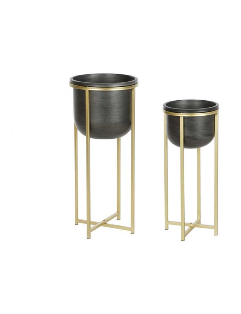 It - Conjunto De Jardineiras 2 Metal 28X28X65 Preto