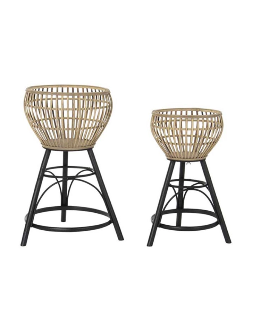 It - Conjunto de 2 Vasos de Bambu Metal 41X41X68 35X57 Natural