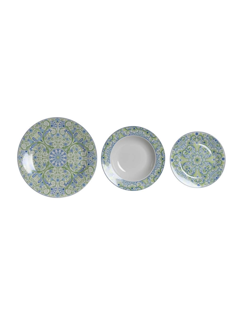 It - Jogo de Jantar 18 Porcelana 27X27X3 Azulejos Verdes