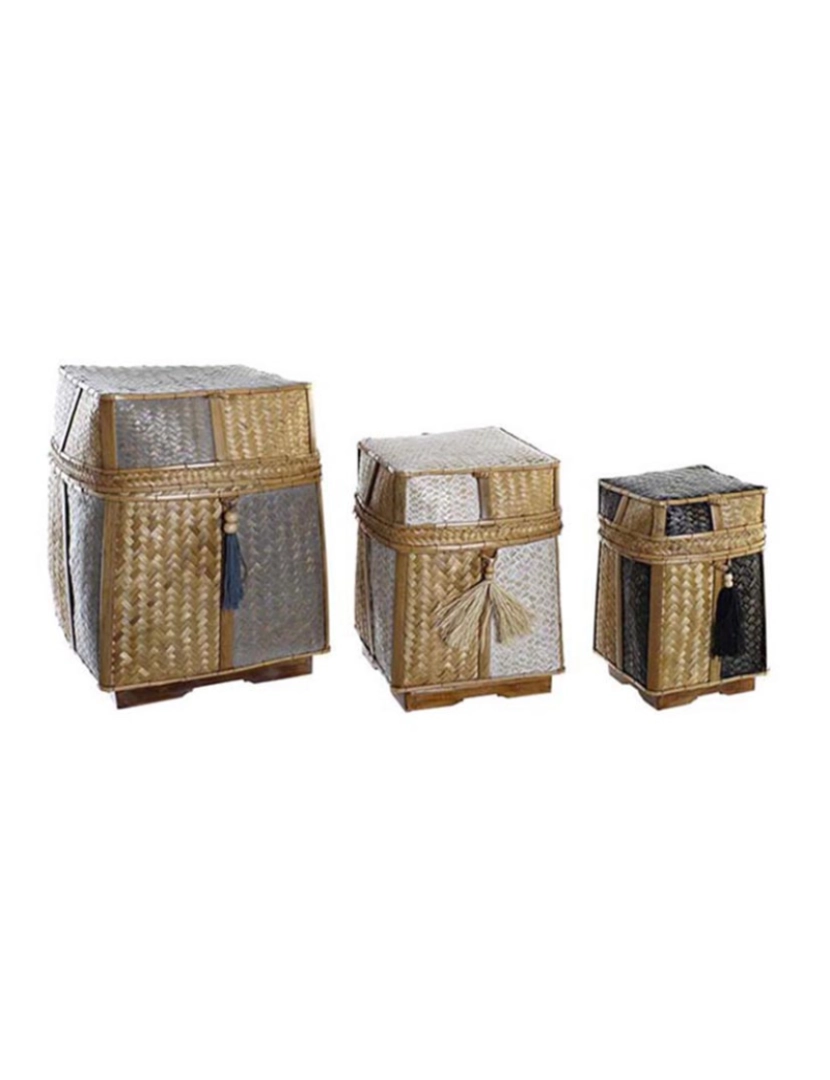 It - Conjunto de 3 Cesta de Bambu 33X33X40 Natural