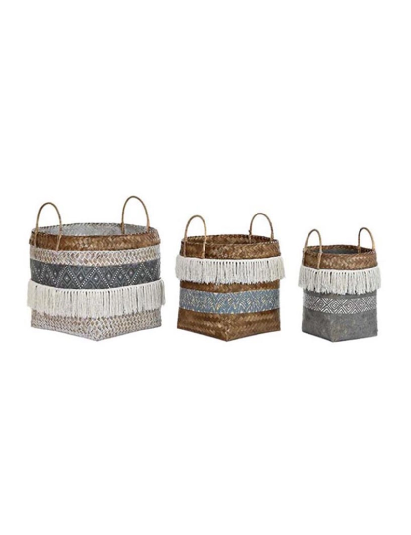 It - Conjunto de 3 Cesta de Bambu Algodão 49X49X57 Cinza