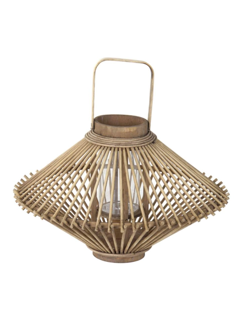It - Porta-Vela de Vidro de Bambu 41X41X37 Cm Marrom Natural