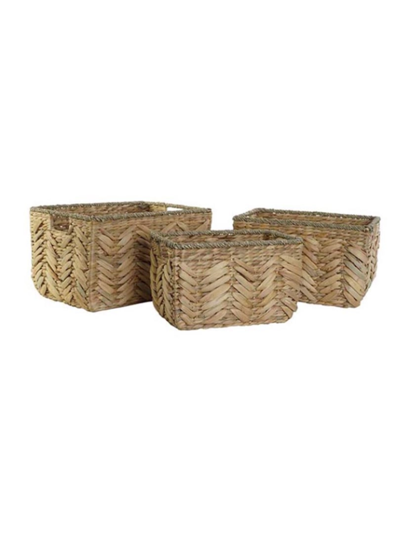 It - Conjunto de 3 Cesta de Fibra de Palma Marinha 44,5X32,5X27,5 Natural