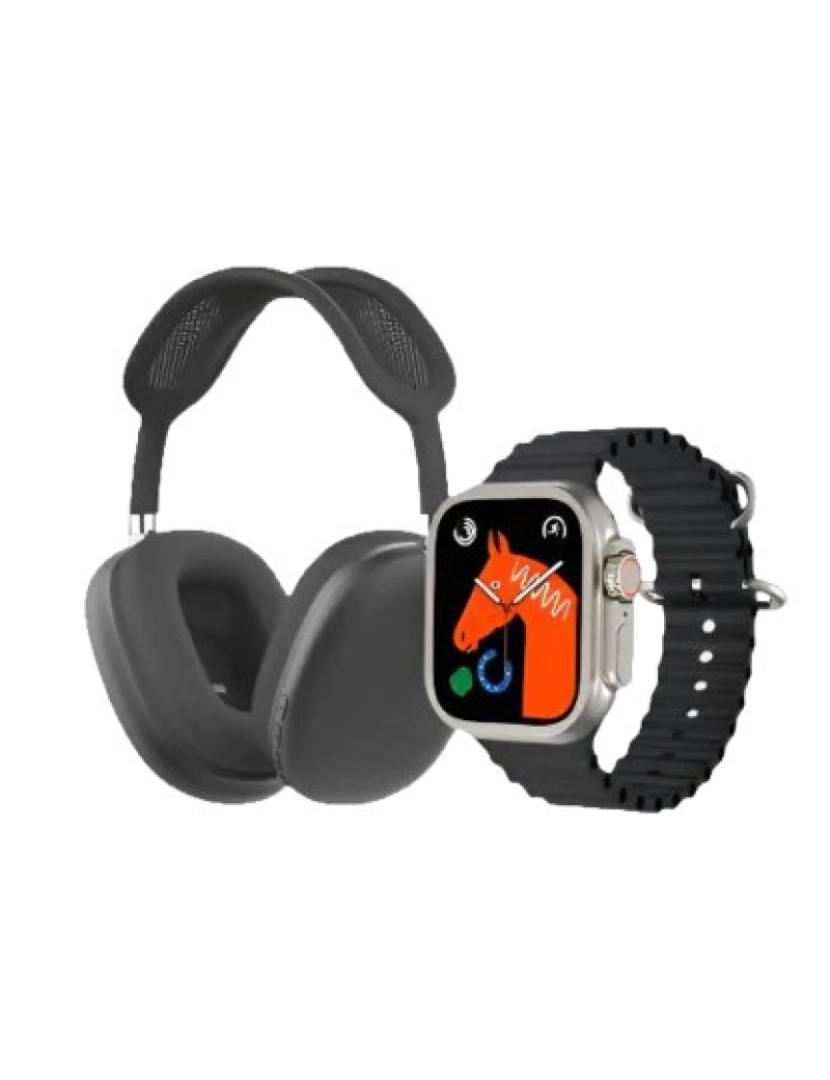 GS - HeadPhones Preto Bluetooth + Smartwatch 7 Braceletes