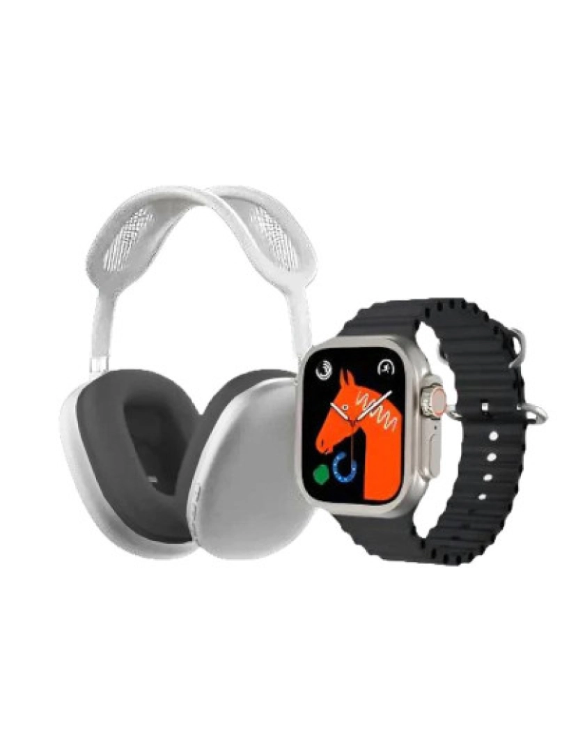 GS - HeadPhones Branco Bluetooth + Smartwatch 7 Braceletes