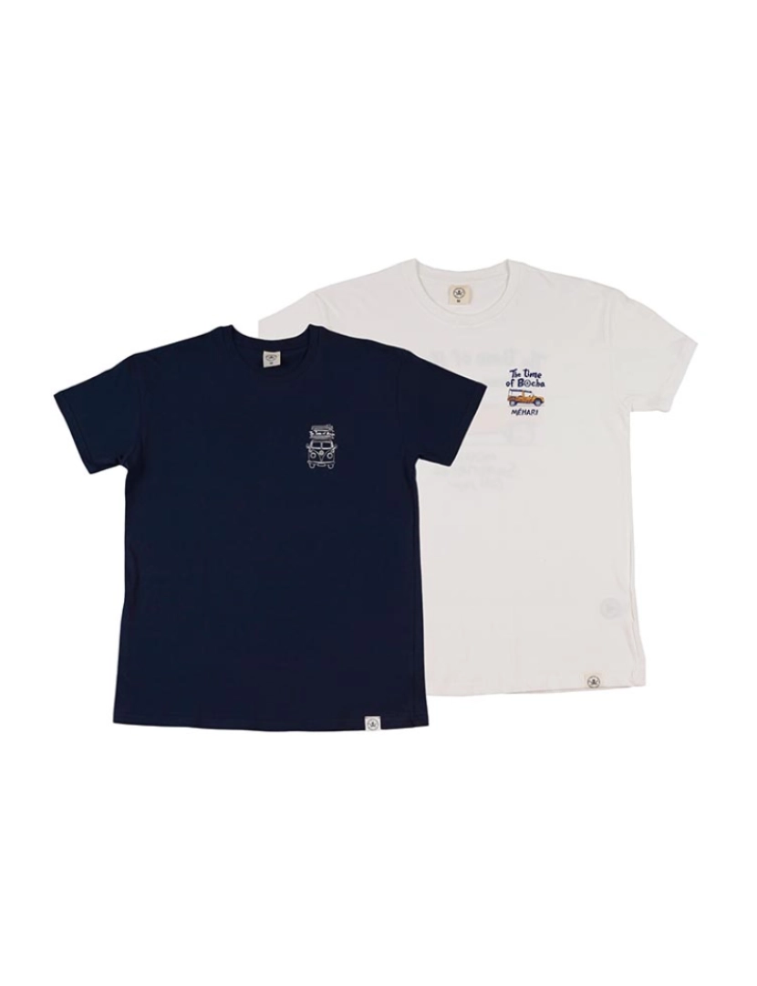 Time of Bocha - Pack 2 T-Shirts Homem Azul-Branco