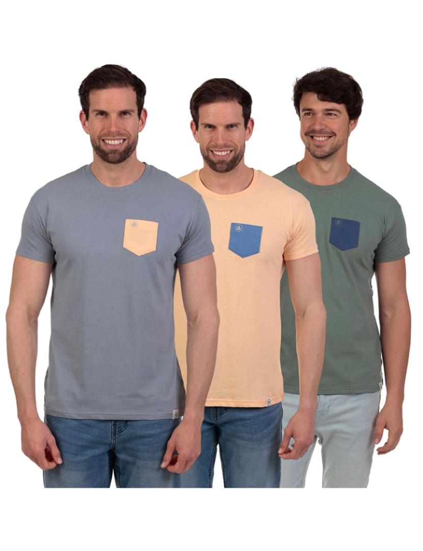 Time of Bocha - Pack de 3 T-Shirts Homem Azul-Coral-Verde