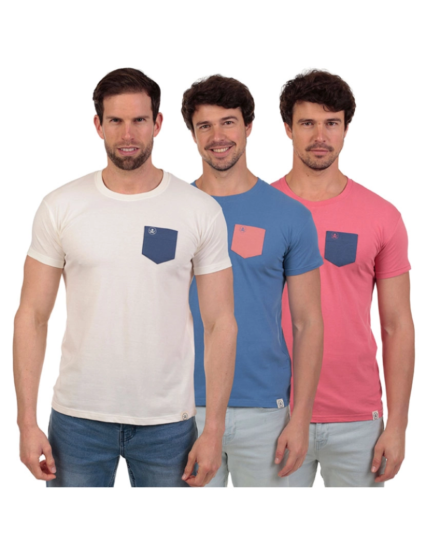 Time of Bocha - Pack de 3 T-Shirts Homem Branco-Azul-Verde