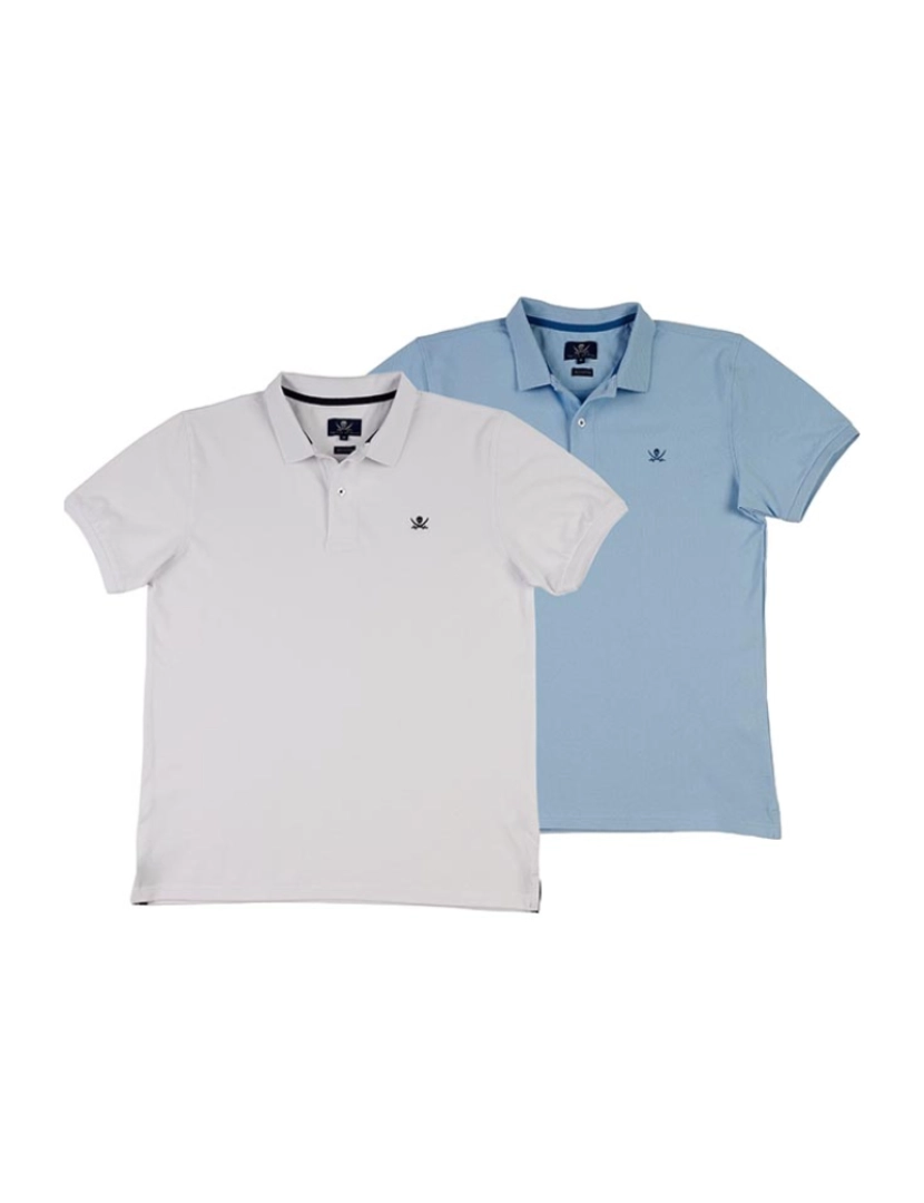 Time of Bocha - Pack 2 Pólos Básicos Homem Branco-Azul Claro