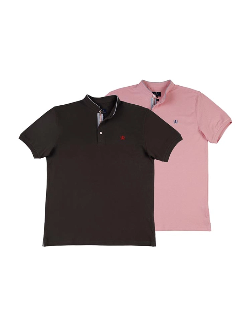 Time of Bocha - Pack 2 Pólos Gola Mao Homem Preto-Rosa