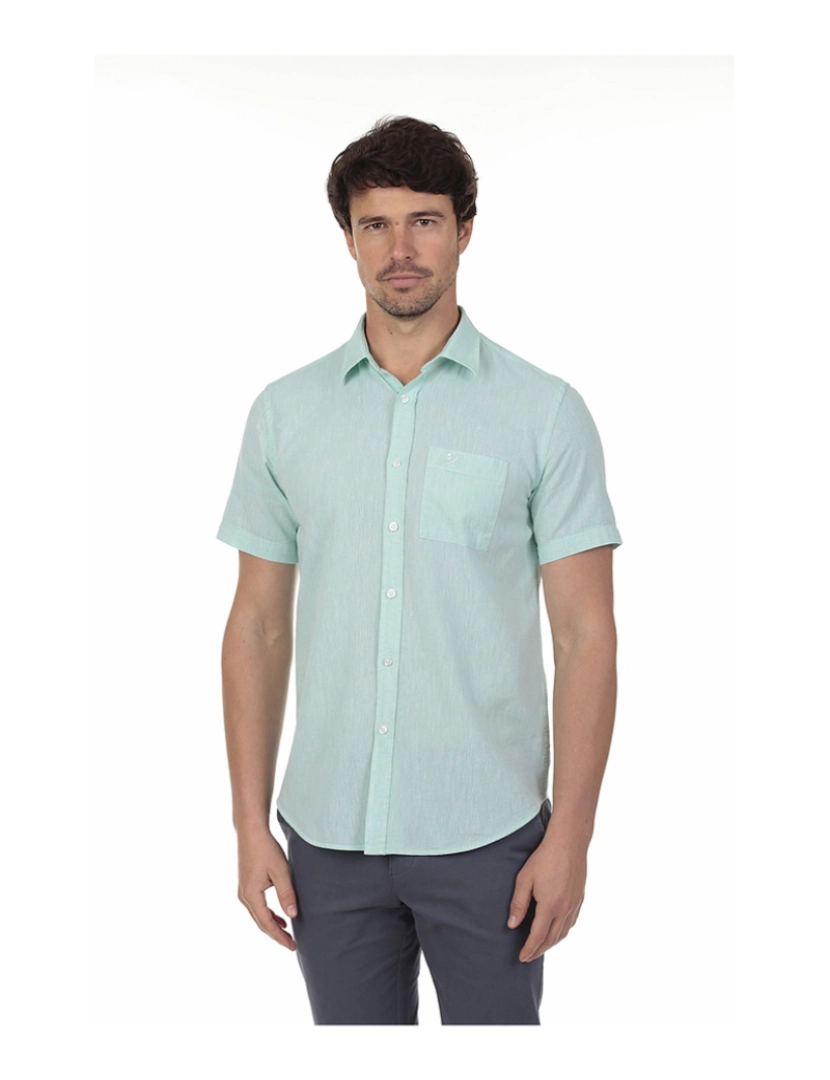 Time of Bocha - Camisa de linho manga curta Homem Verde Água