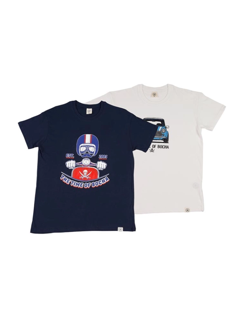 Time of Bocha - Pack 2 T-Shirts Homem Azul-Branco