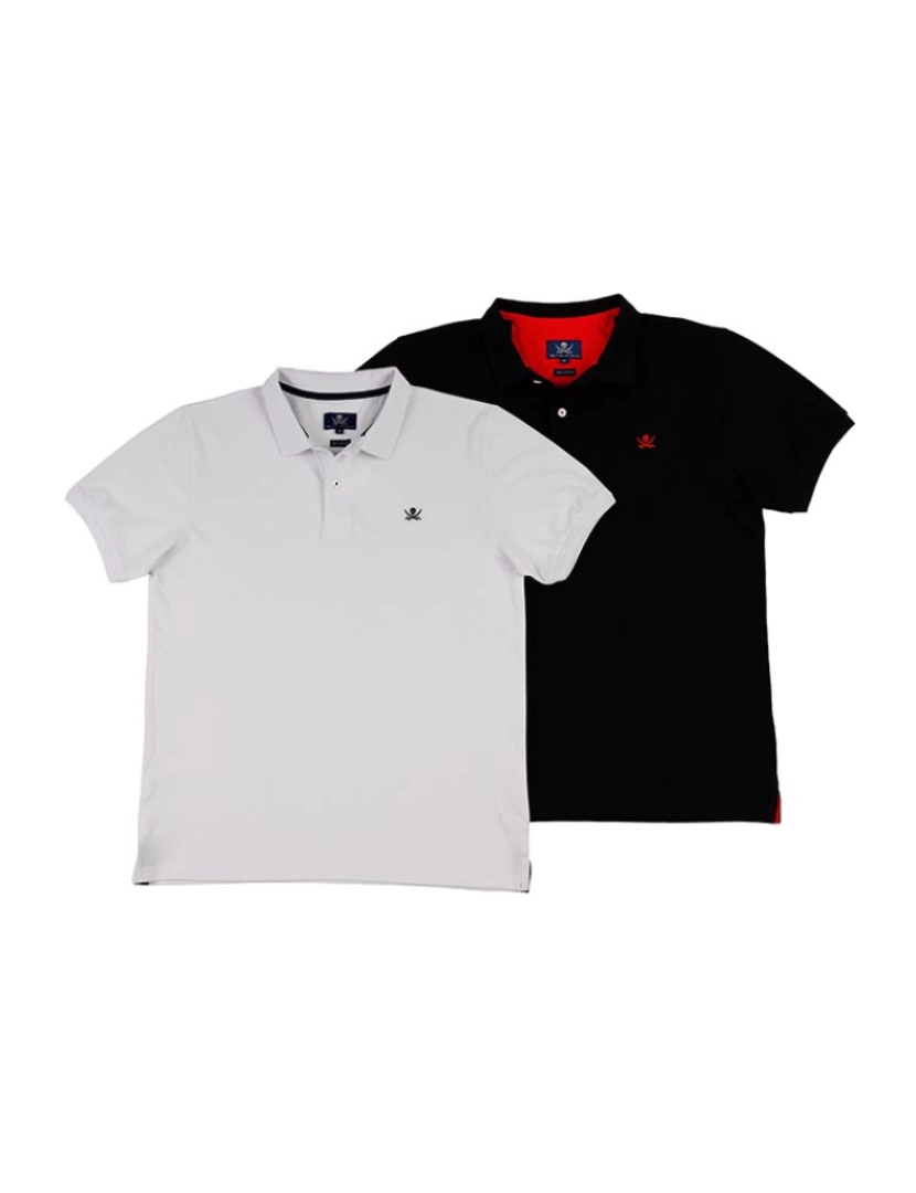 Time of Bocha - Pack 2 Pólos Básicos Homem Preto-Branco