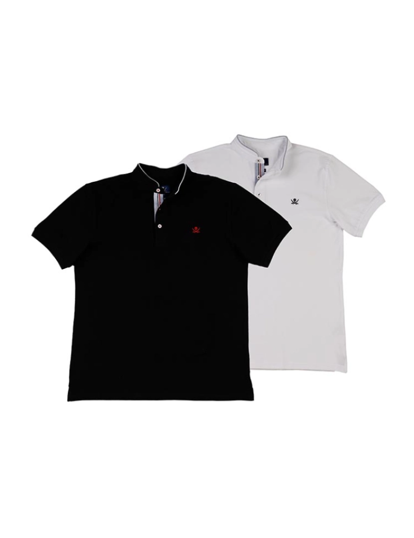 Time of Bocha - Pack 2 Pólos Gola Mao Homem Preto-Branco