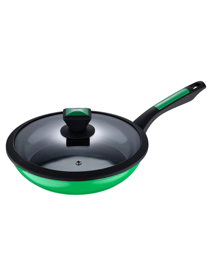 Benetton - Frigideira com tampa 24x4,8cm alumínio forjado indução verde arco-íris