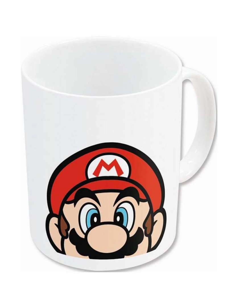 Super Mario - Caneca Super Mario Branco Cerâmica Vermelho 