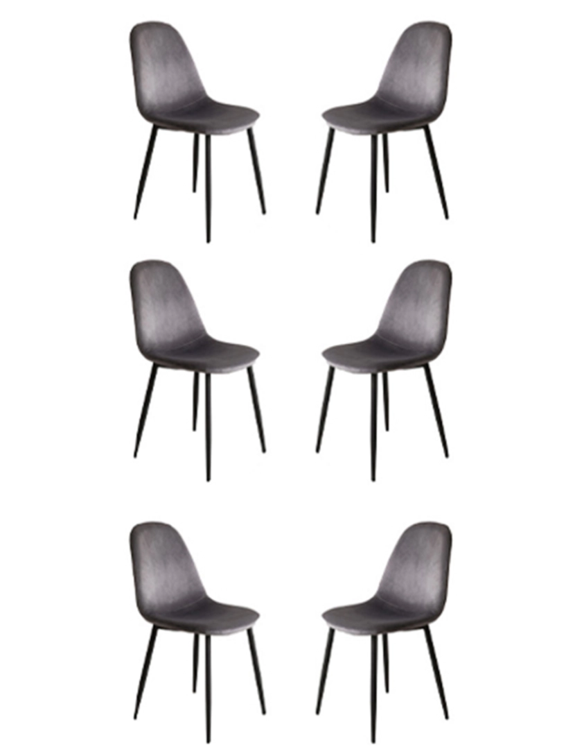 CH - Pack 6 Cadeiras Oslo Veludo Metal Cinza Escuro